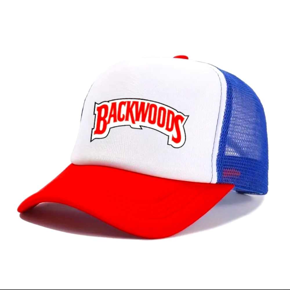 "Backwoods" Red White Blue Trucker Adjustable Snapback Hat